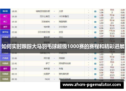 如何实时跟踪大马羽毛球超级1000赛的赛程和精彩进展